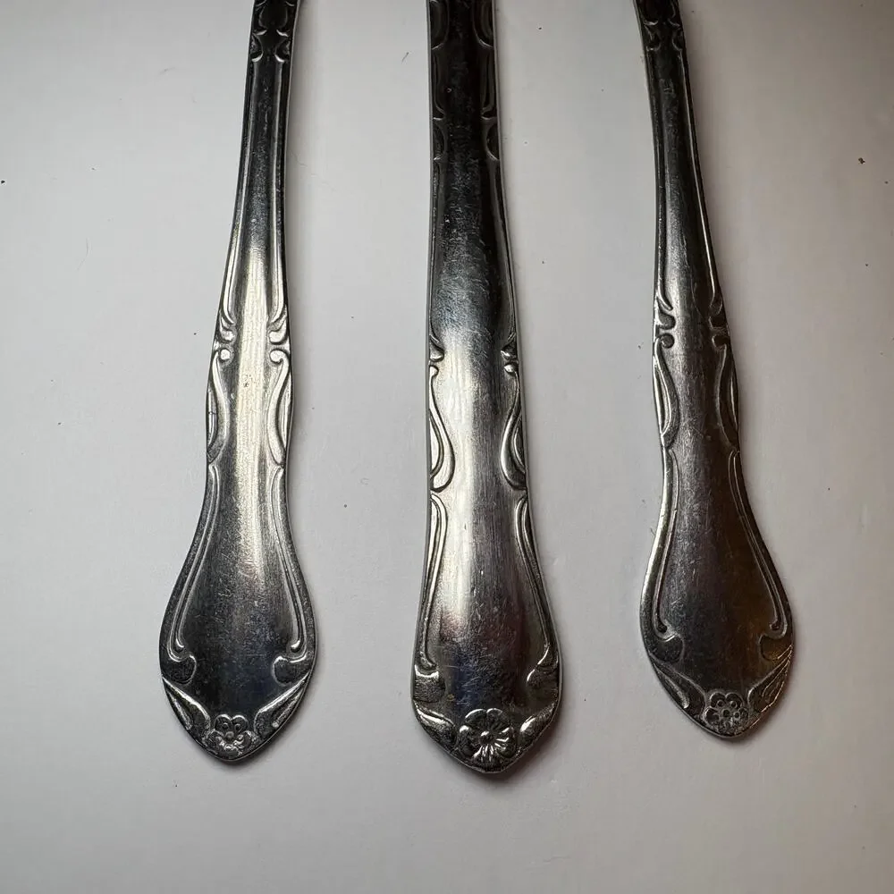 Set 3 pc Delco Melinda Stainless Steel Flatware 2 Forks 1 Butter Knife